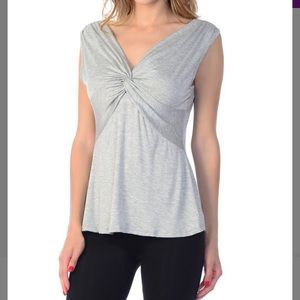 🌼Heather Gray Front-Knot V-Neck Tank